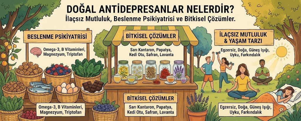 Doğal Antidepresanlar Nelerdir? İlaçsız Mutluluk, Beslenme Psikiyatrisi ve Bitkisel Çözümler